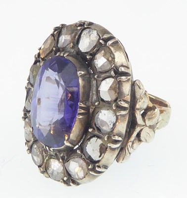 Lot 986 - A 19th century gold diamond and sapphire ring,...