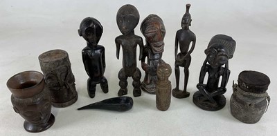 Lot 4 - A group of African tribal items including five...