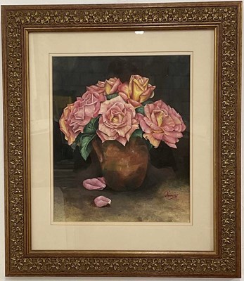 Lot 403 - UNATTRIBUTED; mixed media, still life study of...