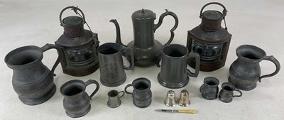 Lot 127 - A pair of small ship's lamps, inscribed 'Port'...