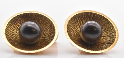 Lot 472 - A pair of 18ct yellow gold cultured peal set...