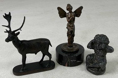 Lot 136 - A small bronzed figure of a butterfly girl, on...