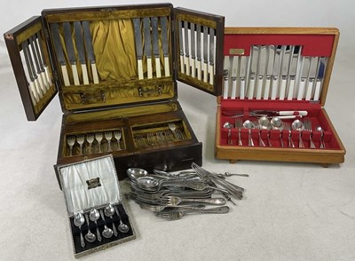 Lot 429 - Two canteens of cutlery, together with some...