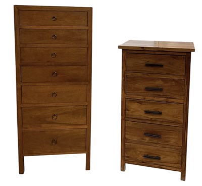 Lot 88 - A modern Indian hardwood chest of five long...