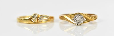 Lot 465 - Two yellow metal diamond set dress rings,...