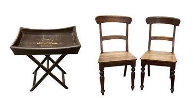 Lot 53 - CRATE & BARREL; a pair of stained pine bar...