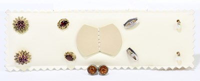 Lot 1513 - Five pairs of 9ct gold ear studs, including a...