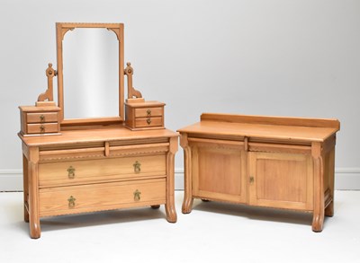 Lot 1067 - An Edwardian ash dressing table, with mirror,...