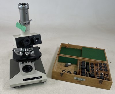 Lot 20 - OLYMPUS; a BH2 binocular electronic microscope,...