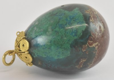 Lot 1373 - A yellow metal mounted turquoise oval bead...