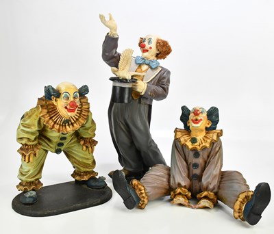 Lot 2110 - JUN ASILO; three composition models of clowns,...