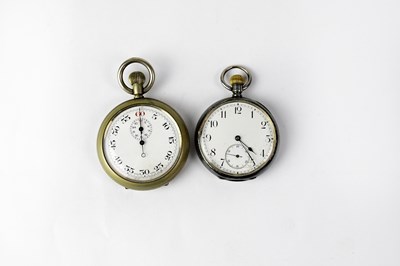 Lot 1260 - A 20th century white metal stopwatch, the dial...