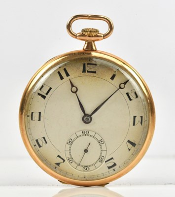 Lot 412 - A 9ct gold open face crown wind pocket watch,...