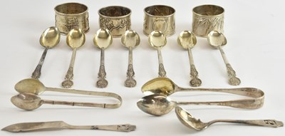 Lot 1121 - A set of seven Chinese Export silver teaspoons,...
