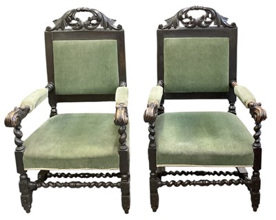 Lot 83 - A pair of large early 20th century ebonised...