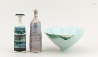 Lot 254 - HUGH WEST (born 1950); two slender porcelain...