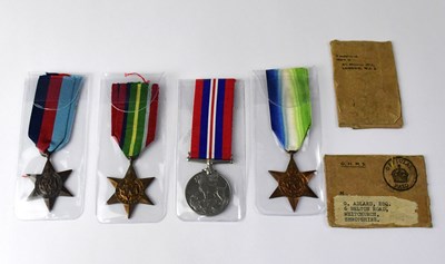 Lot 519 - A group of three WWII medals for G. Adlard RAF,...