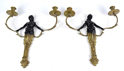 Lot 1543 - A pair of decorative modern twin branch candle holders