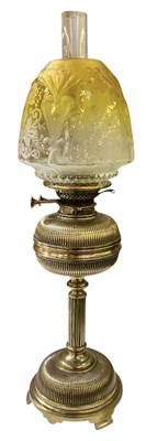 Lot 104 - A late Victorian brass oil lamp, with clear...