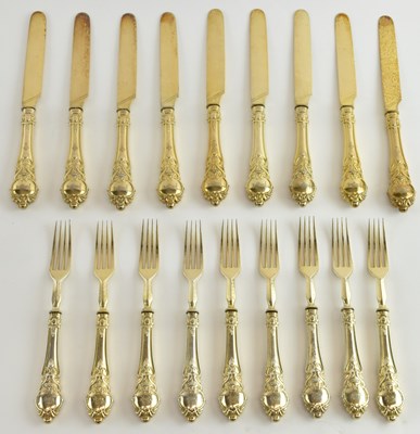 Lot 1105 - A set of nine Victorian hallmarked silver gilt...