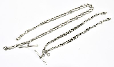 Lot 1841 - Two hallmarked silver Albert chains with...