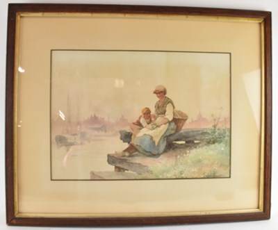Lot 165 - A POISSON; watercolour, 'Dutch Mother and...