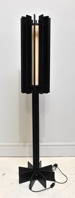 Lot 618 - A modern black painted floor lamp, height 185cm.