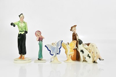 Lot 518 - KATZHUTTE; five Art Deco figures including a...
