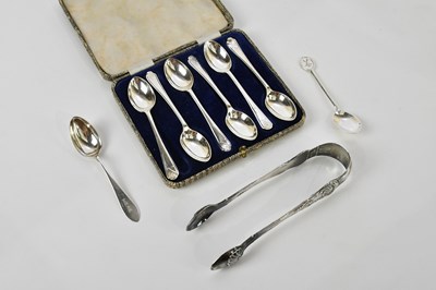 Lot 2218 - WALKER & HALL; a cased set of six teaspoons...
