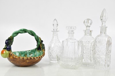 Lot 1677 - Four cut glass decanters and a decorative...