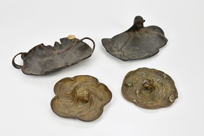 Lot 94 - An Art Nouveau bronze twin handled shaped...