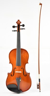 Lot 1364 - A modern full size violin, cased with bow.