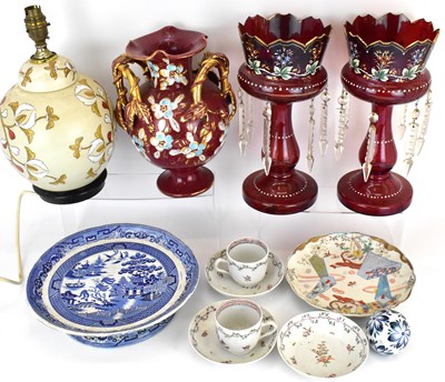 Lot 399 - Mixed ceramics and glass to include a pair of...