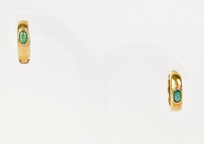 Lot 1362 - A pair of 18ct yellow gold hoop earrings, each...