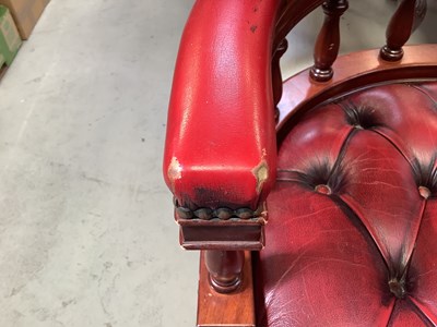 Lot 8 - A red button pressed leather captain's desk...