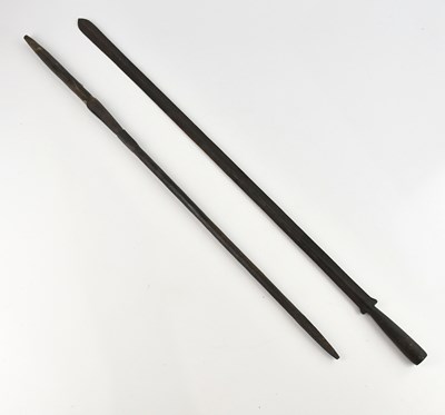 Lot 1529 - A Masai iron lion spear, length 180cm.
