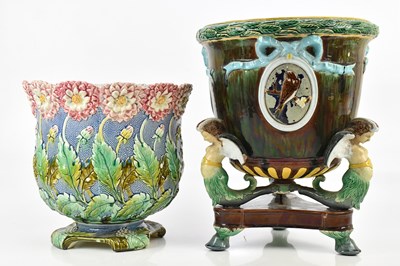 Lot 2553 - Two Victorian majolica jardinières comprising...