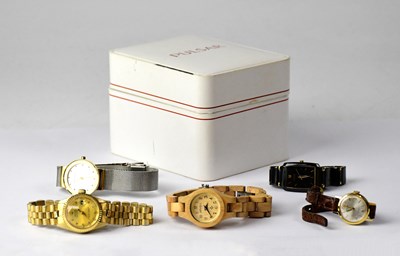 Lot 1303 - Five ladies' dress watches to include a Skagen...