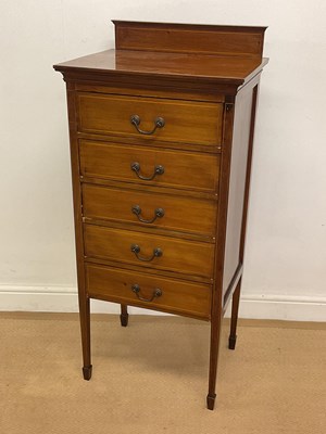 Lot 2873 - An Edwardian mahogany music cabinet, with five...