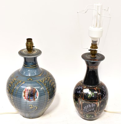 Lot 64 - DAVID FRITH; two porcelain lamps, one of...