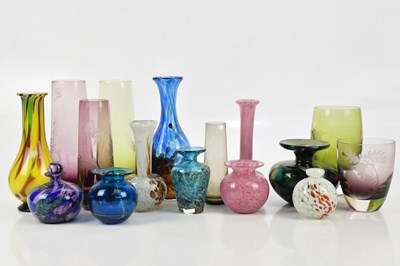 Lot 1726 - A collection of coloured glass including Mdina,...