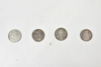 Lot 2527 - Three Victorian silver crowns including 1889,...