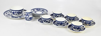Lot 1754 - COALPORT; a porcelain blue and white tea set,...