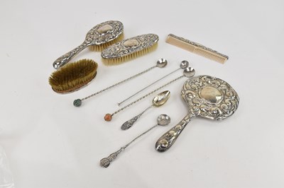 Lot 2169 - An 835 grade silver four piece dressing table...