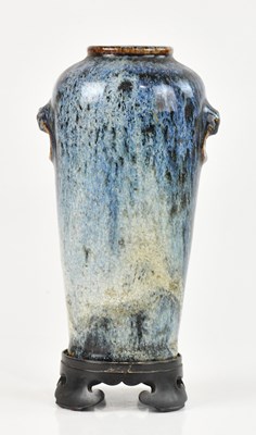 Lot 1557 - A Chinese Lushan glazed ceramic vase, relief...