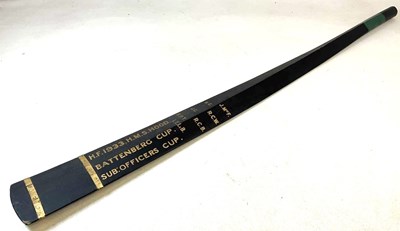 Lot 240 - HMS HOOD; a cut down oar, inscribed 'H. F....