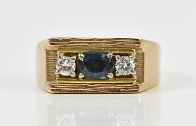 Lot 363 - A 9ct part textured yellow gold diamond and...