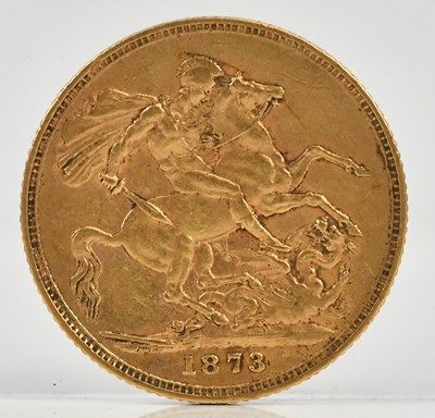 Lot 2480 - A Victorian full sovereign, 1873, young head.