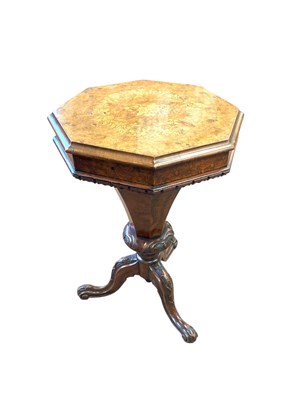 Lot 129 - A 19th century walnut inlaid sewing table,...