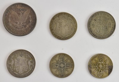 Lot 1677 - A United States 1891 silver dollar, three...